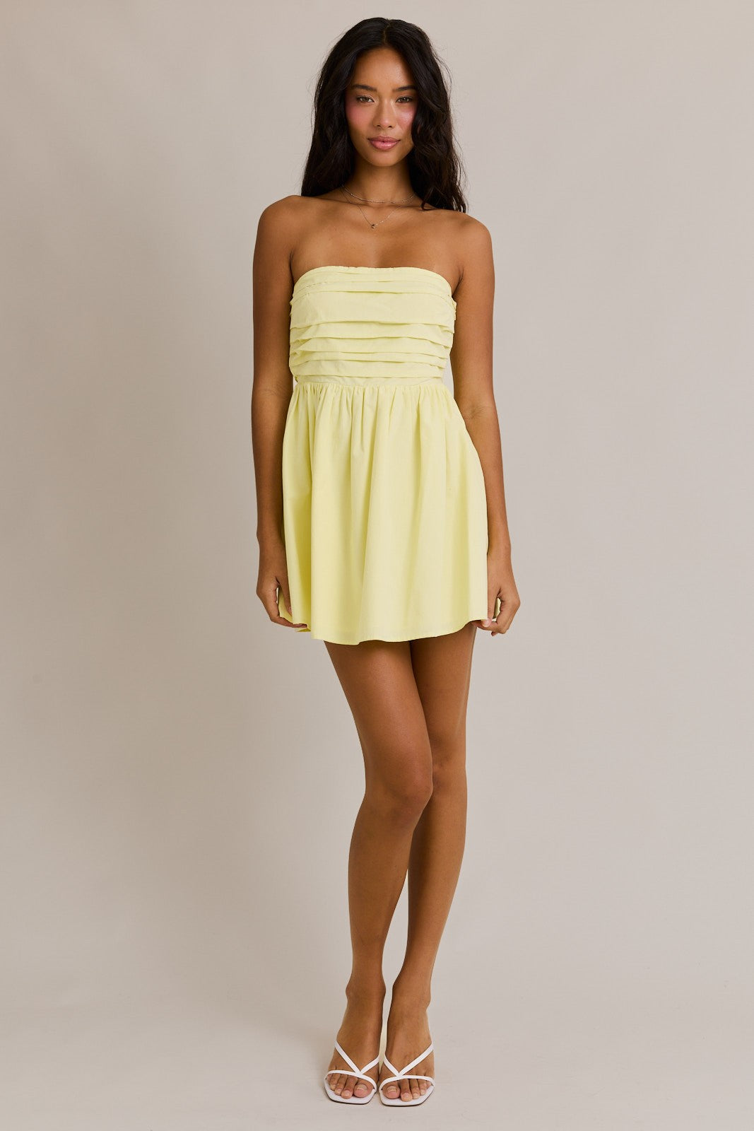 Light Yellow Strapless Mini Dress - Styled by Ashley Brooke