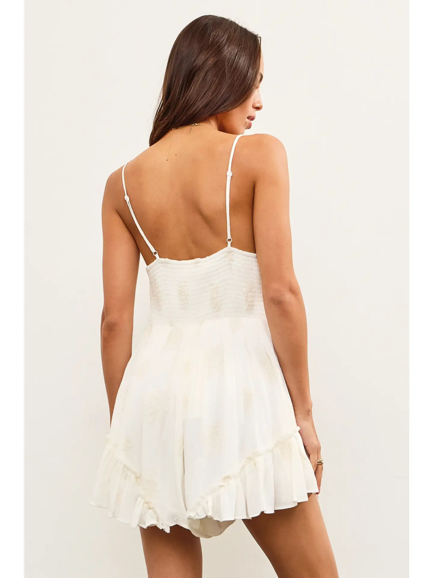 Ivory Layered Ruffle V-Neck Romper - Styled by Ashley Brooke