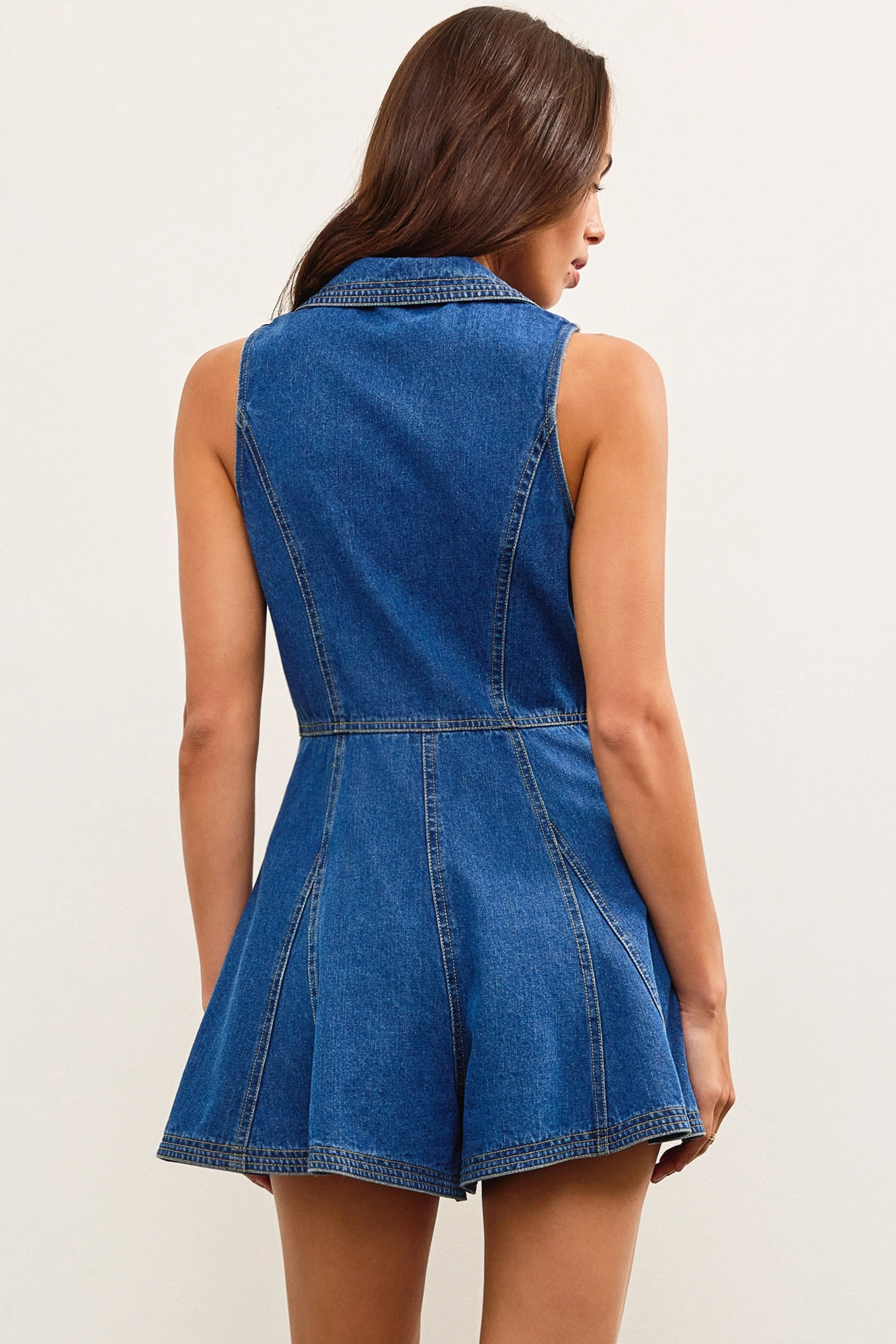 Lapel Collar Denim Romper - Styled by Ashley Brooke
