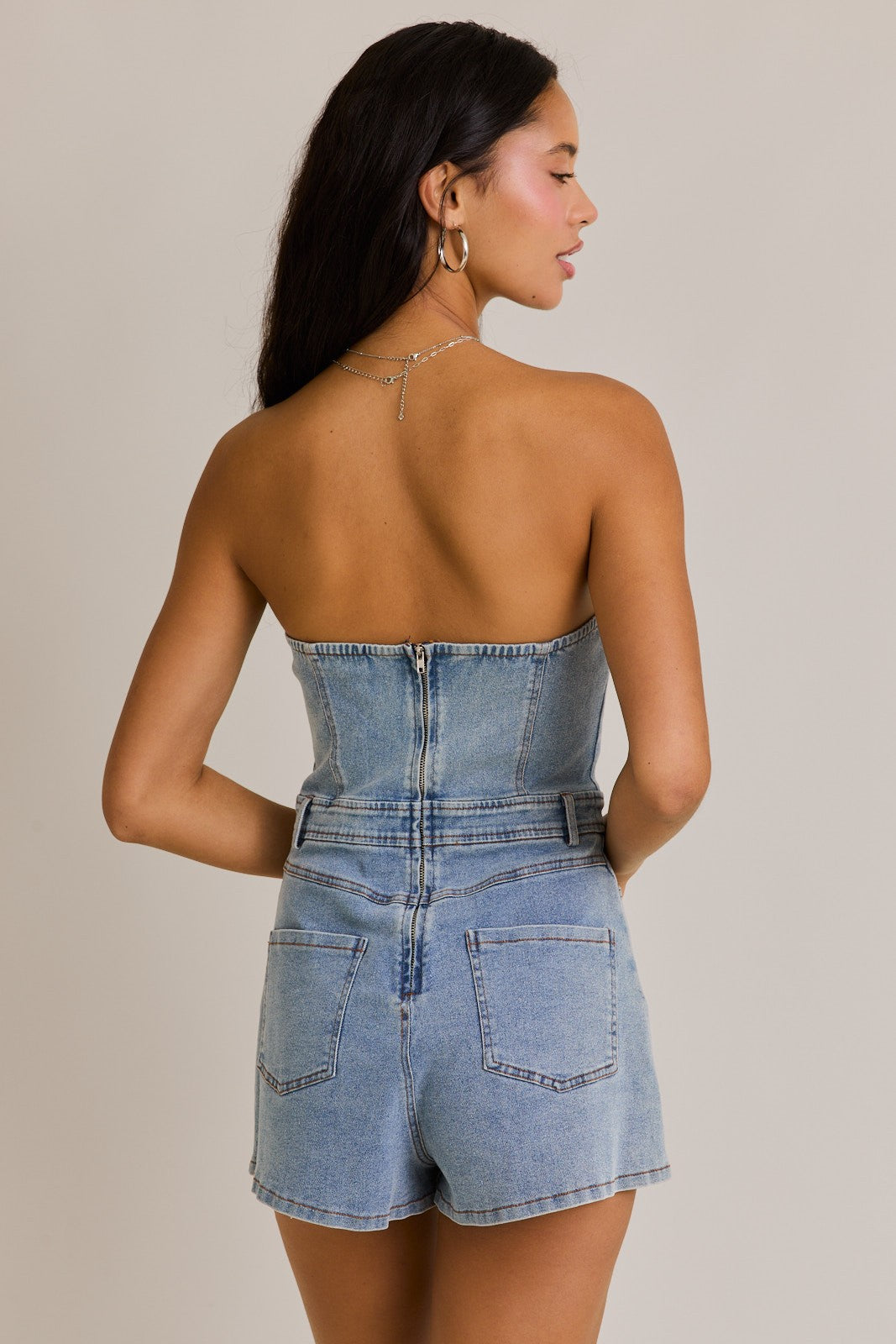 Strapless Denim Romper - Styled by Ashley Brooke