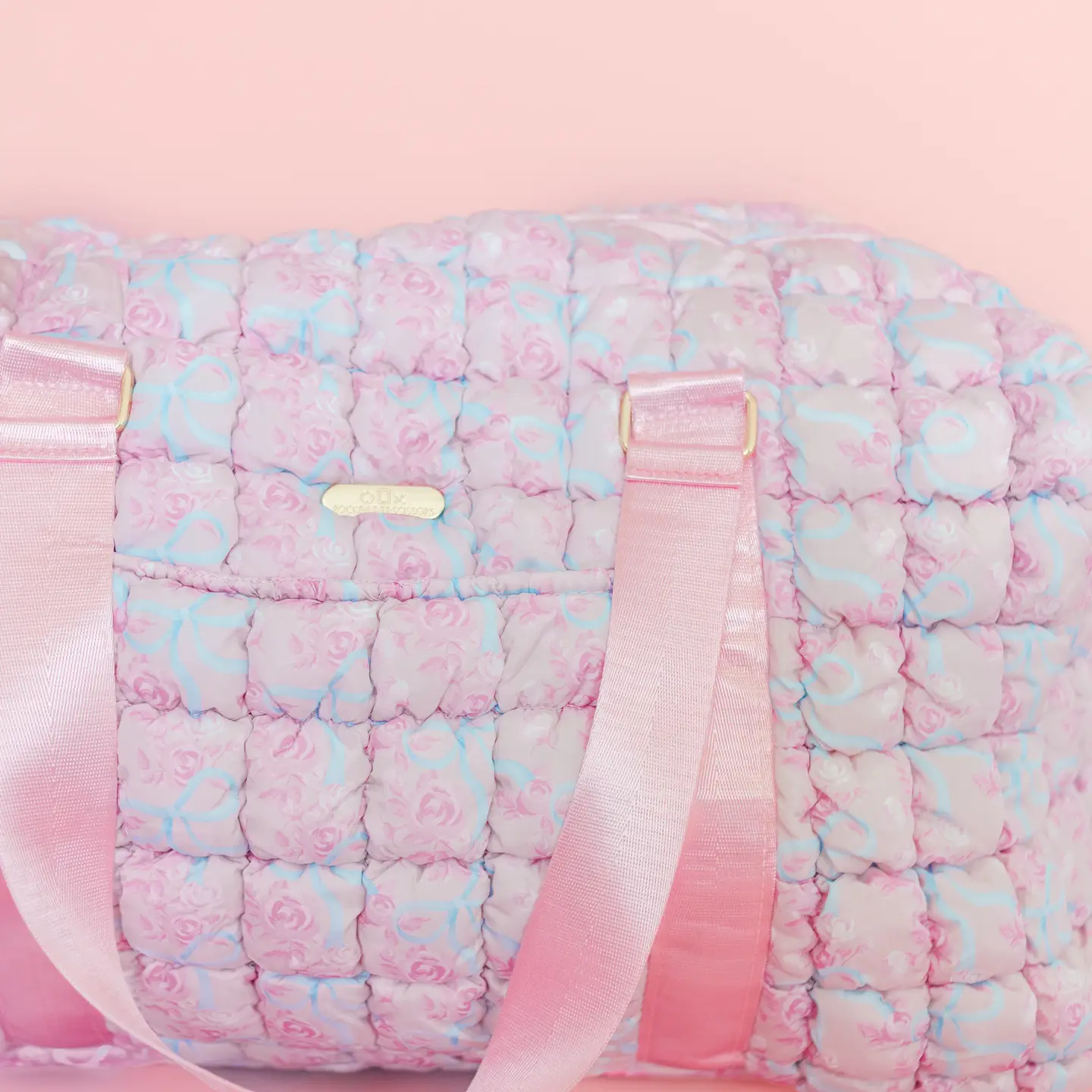 Watercolor Florals + Bows Quilted Duffle Tote - Styled by Ashley Brooke