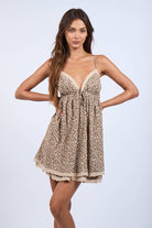 Lace Trim Layered Leopard Mini Dress - Styled by Ashley Brooke