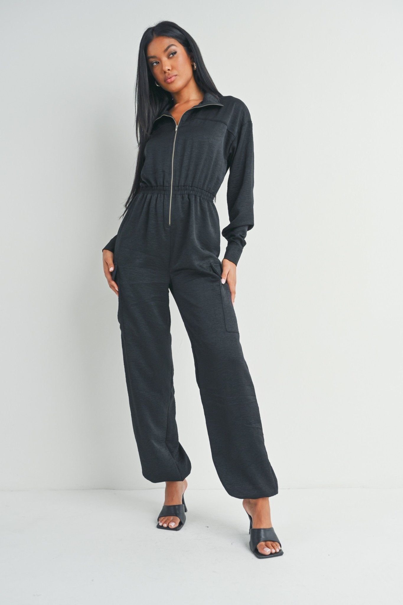 Long Sleeve Black Jumpsuit - Styled by Ashley Brooke