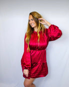 Long Sleeve Ruby Red Dress - Styled by Ashley Brooke