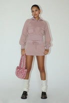 Mauve Mini Skirt and Sweatshirt Set - Styled by Ashley Brooke