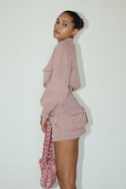 Mauve Mini Skirt and Sweatshirt Set - Styled by Ashley Brooke