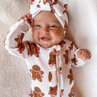 Organic Waffle Ruffle Zip Footie: Gingerbread Man - Styled by Ashley Brooke