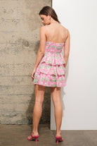 Pink and Green Eyelet Floral Tiered Mini Dress - Styled by Ashley Brooke