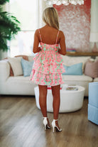 Pink and Green Eyelet Floral Tiered Mini Dress - Styled by Ashley Brooke