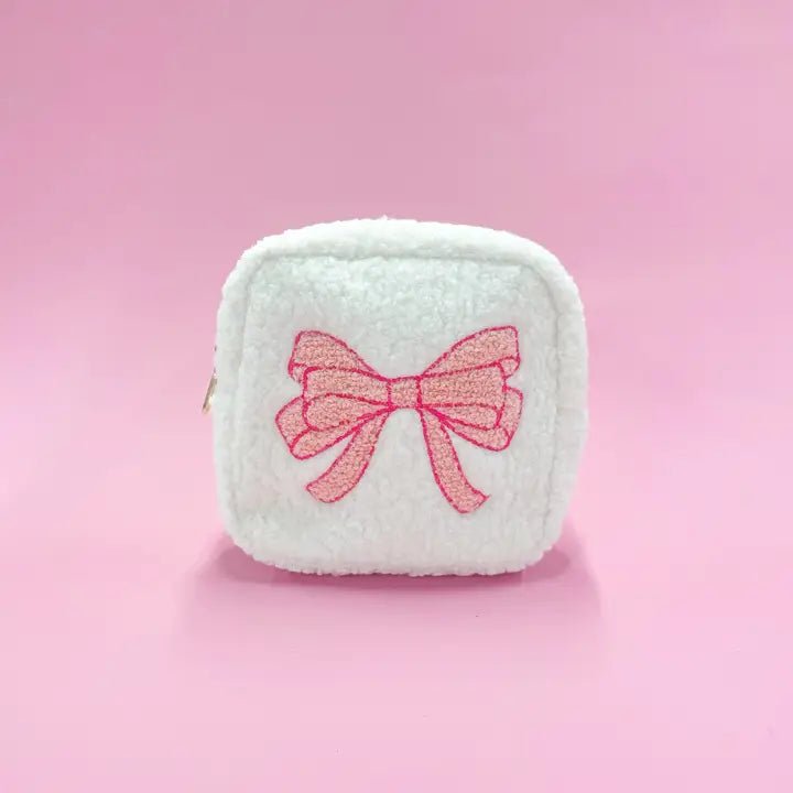 Pink Bow Teddy Cosmetic Zipper Bag - Styled by Ashley Brooke