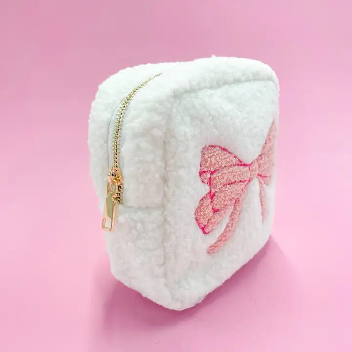 Pink Bow Teddy Cosmetic Zipper Bag - Styled by Ashley Brooke