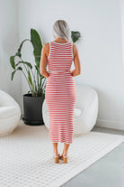 Red and White Striped Midi Dress - Styled by Ashley Brooke