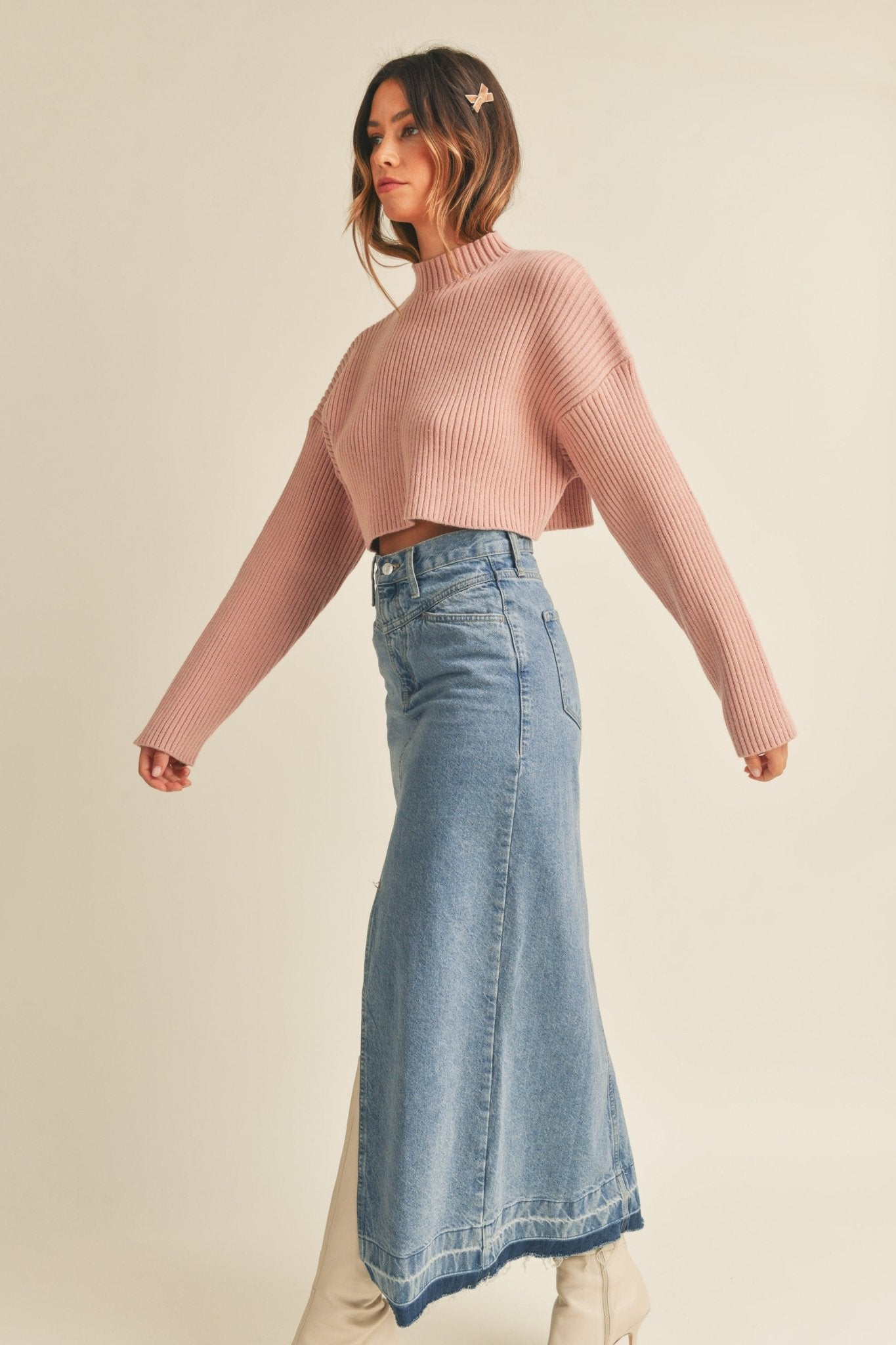 Ribbed Dusty Rose Sweater - Styled by Ashley Brooke