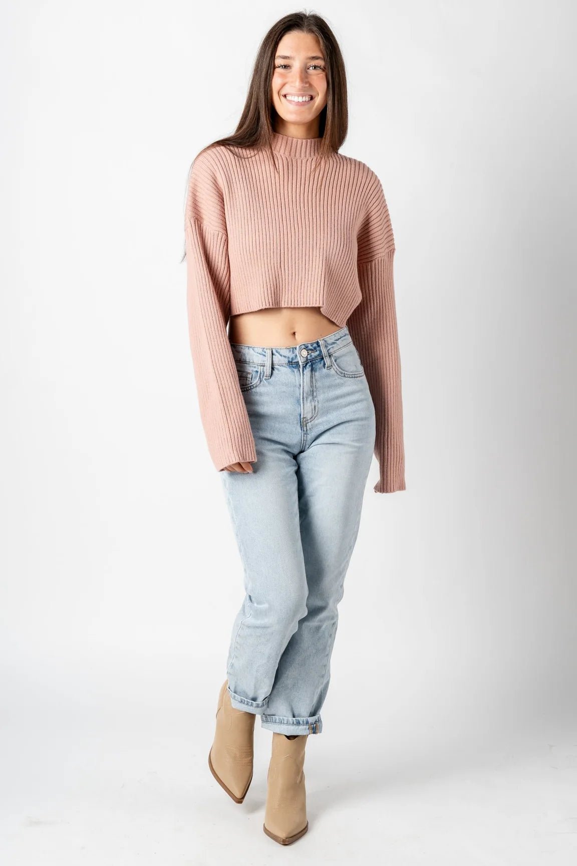 Ribbed Dusty Rose Sweater - Styled by Ashley Brooke