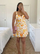 Ruched Strap Floral Print Mini Dress - Styled by Ashley Brooke