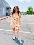 Ruched Strap Floral Print Mini Dress - Styled by Ashley Brooke