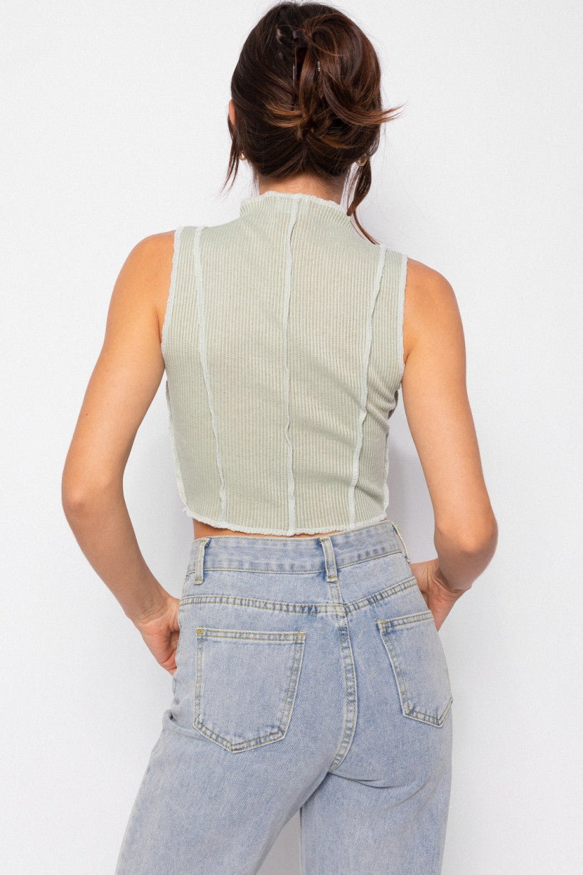 Sage Exposed Thread Top - Styled by Ashley Brooke