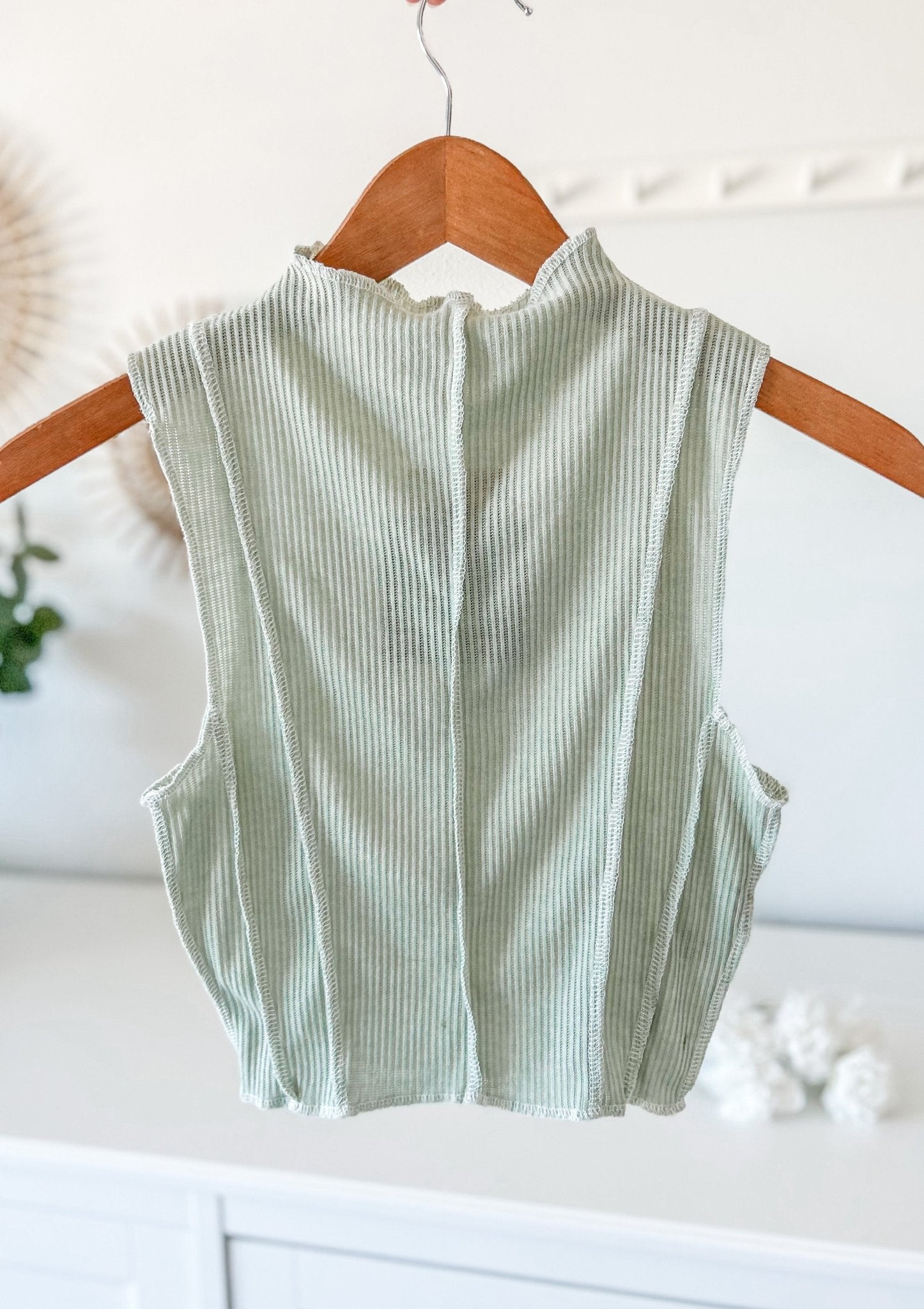 Sage Exposed Thread Top - Styled by Ashley Brooke