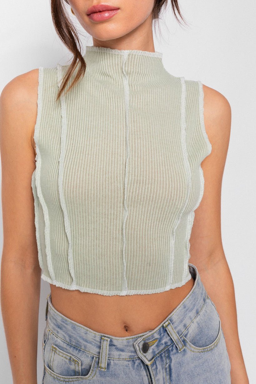 Sage Exposed Thread Top - Styled by Ashley Brooke