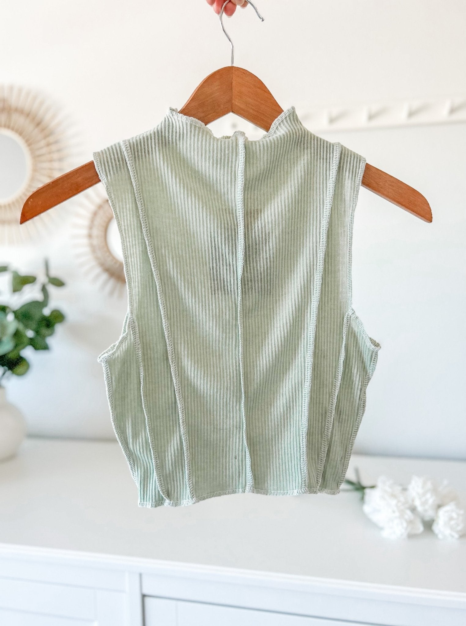 Sage Exposed Thread Top - Styled by Ashley Brooke