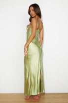 Satin Maxi Dress with Floral Lace Detail - Styled by Ashley Brooke