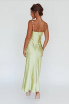 Satin Maxi Dress with Floral Lace Detail - Styled by Ashley Brooke