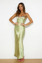 Satin Maxi Dress with Floral Lace Detail - Styled by Ashley Brooke