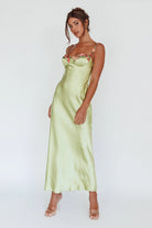 Satin Maxi Dress with Floral Lace Detail - Styled by Ashley Brooke