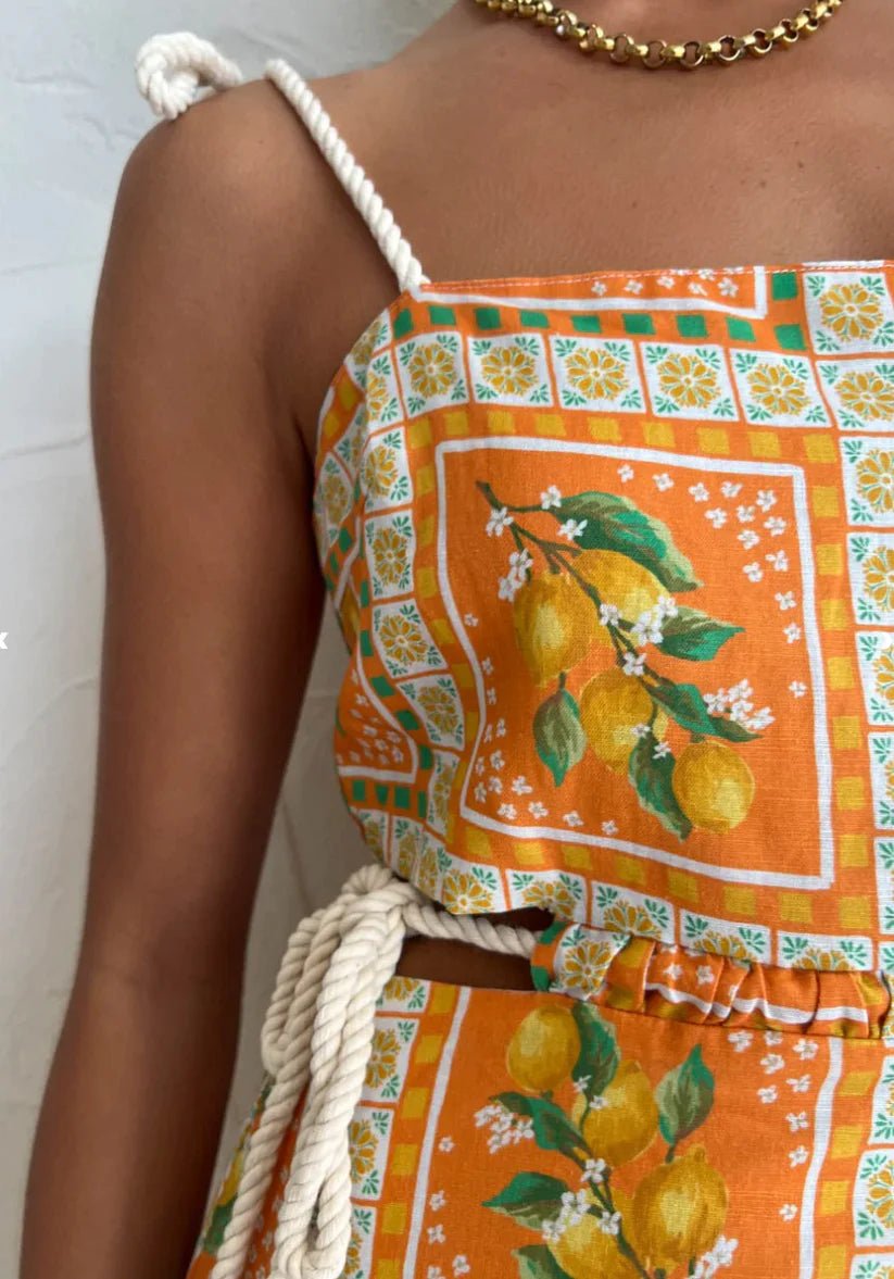 Sicilian Orange Mosaic Patchwork Maxi Dress - Styled by Ashley Brooke