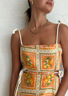 Sicilian Orange Mosaic Patchwork Maxi Dress - Styled by Ashley Brooke