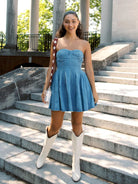 Strapless Denim Babydoll Mini Dress - Styled by Ashley Brooke