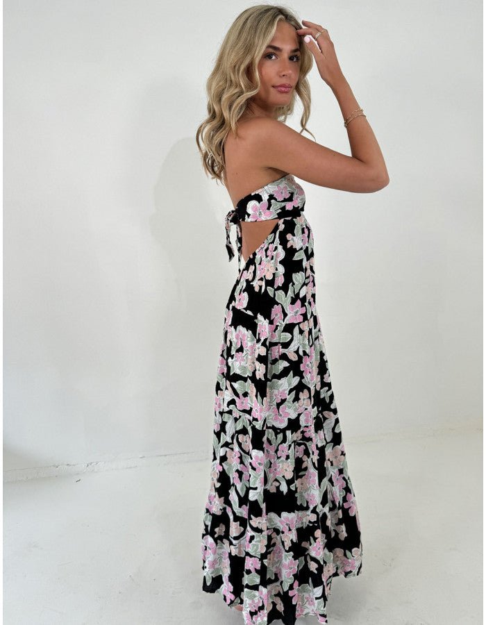 Strapless Floral Print Maxi Dress - Styled by Ashley Brooke