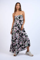 Strapless Floral Print Maxi Dress - Styled by Ashley Brooke