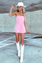 Strapless Pink Denim Romper - Styled by Ashley Brooke