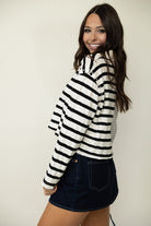 V - Neck Contrast Striped Top - Styled by Ashley Brooke