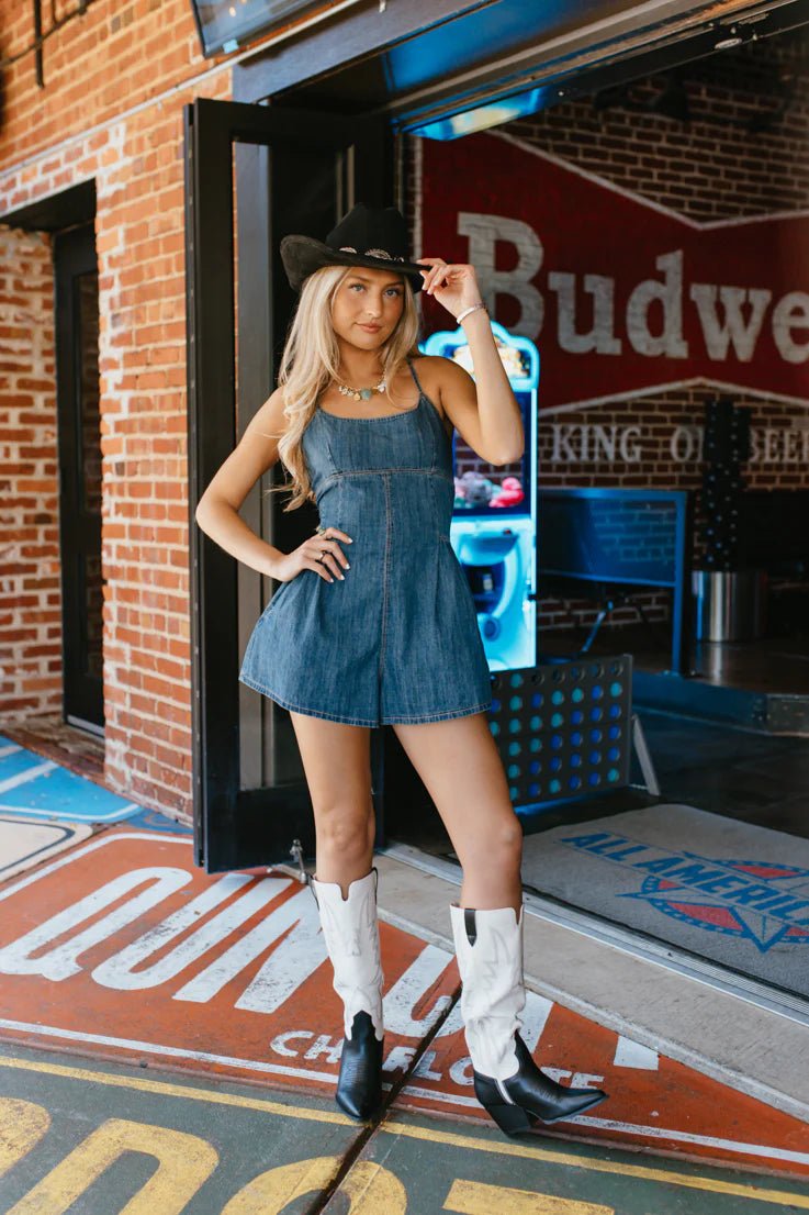 Washed Denim Romper - Styled by Ashley Brooke