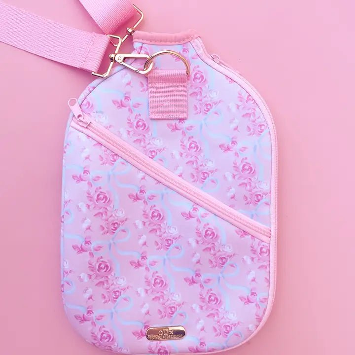 Watercolor Floral Bow Pickleball Paddle Bag & Cover - Styled by Ashley Brooke