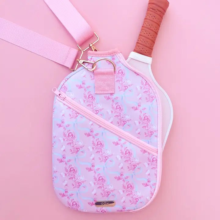 Watercolor Floral Bow Pickleball Paddle Bag & Cover - Styled by Ashley Brooke