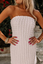 White Textured Strapless Mini Dress - Styled by Ashley Brooke